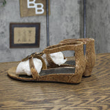 New York Transit Vintage Rhinestone Shiny Gladiator Sandals Camel Brown 6.5M