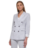 DKNY Women's Notched-Collar Double-Breasted Blazer UC2JX146 Blue Heather 2