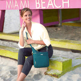 Travelon Essentials North/South Crossbody Bag Peacock Teal Blue One Size