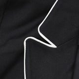 Le Suit  Plus Contrast-Trim Belted Suit Blazer Jacket Black / Vanilla Ice 20W