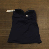 Anne Cole Womens Solid Twist Front Shirred Bandeau Tankini Swim Top Navy Blue S