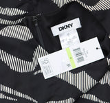 DKNY Womens Round-Neck Long-Sleeve Side Knot Mini Dress Black / Parchment 4