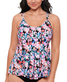 Swim Solutions Womens Blushing Pleated Tankini Swim Top 806836 Pink Multi 10