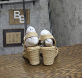 Easy Spirit Womens Ariella Espadrille Wedge Sandals Black / Natural Brown 7M