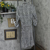 Ny Collection Tab Belted Plus Size Printed Shirt Dress Black White Zig Zag 1X