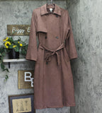 A New Day Faux Suede Double-Breasted Belted Trench Coat f00251322 Brown S