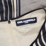 Karl Lagerfeld Neck Silky Crepe Geo Printed Satin Midi Dress Soft Beige Brown 14