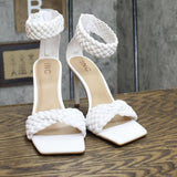 I.N.C. International Concepts Adalie Faux Leather Braided Ankle Heels White 9.5M