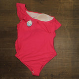 Motherhood Maternity Ruffle One Shoulder Maternity One Piece Swimsuit Pink L