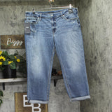 Silver Jeans Co. Suki Mid Rise Curvy Fit Capri Jeans Indigo Blue 20W
