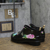 Journee Collection Womens Short Rainer Rain Boot Bootie Floral Black 7M