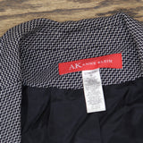 AK Anne Klein Stretch Wool 1-Button Lightweight Blazer Jacket Black Gingham 16