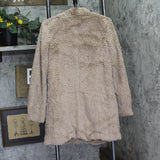 Kenneth Cole Sherpa Faux Fur Snap-Front Parka Jacket Brown S