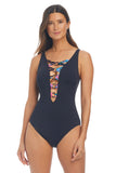Bleu Rod Beattie Wild Thing Plunge Over-the-Shoulder One-Piece Swimsuit Black 6