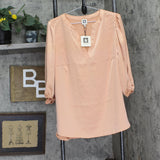 Anne Klein Womens Plus Size Split Neck Blouse 10843723 Warm Sand Pink 1X