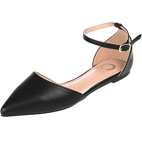 Journee Collection Reba Buckle Pointed Toe Ballet Flats REBA-WD Black 7.5W