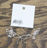 Periwinkle By Barlow Chain Bow Pendant Necklace Silver Gray / White 17" + 3"