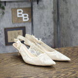 A New Day Milan Slingback Lace Pumps 93708032 Cream Off White 8M
