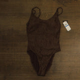 Salt + Cove Juniors Metallic One-Piece Swimsuit Chocolate Chip Lurex Brown XL