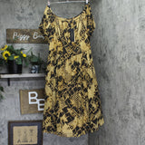 Donna Karan Womens Off-The-Shoulder Chiffon A-Line Dress Black / Fawn 14
