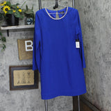 Tahari ASL Womens Rhinestone Trim Shift Dress DAM625-T4 Cobalt Blue 14