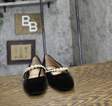 On 34th Womens Sarrya Pearl Mary-Jane Flats 10019682600 Black Velvet 5.5M