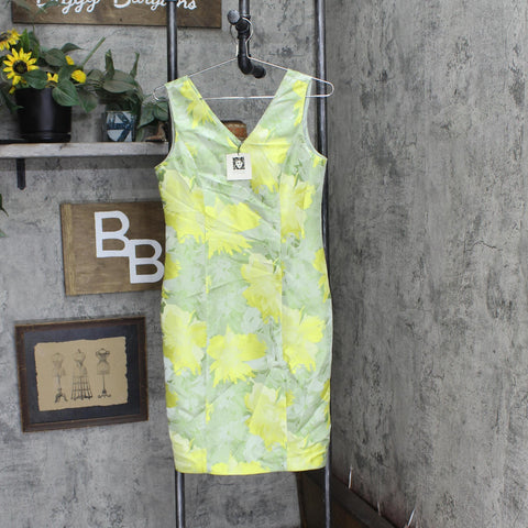 Anne Klein Women's Jacquard V-Neck Sheath Dress 10869721 Sprout Multi Yellow 2
