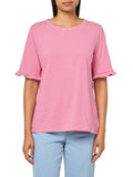 Jones New York Elbow Ruffle Sleeve Crew Neck Top Azalea Pink / Nyc White XL