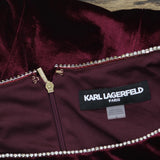 Karl Lagerfeld Puff Sleeve Stretch Velvet Body Sheath Dress Barolo Wine Red 8