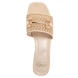 Jones New York Block Heel Square Toe Horsebit Hardware Mesh Sandals Tan Brown 6M