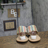 Style & Co. Brandyy Embellished Raffia Thong Block Heel Sandals Multi Brown 9M