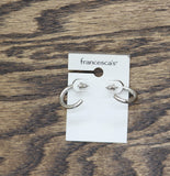 Francesca's Fashion Knifecut Textured Huggie Hoop Earrings Silver Gray .75"