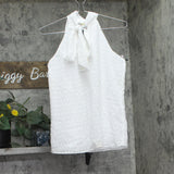 Calvin Klein Lurex Textured Tie Front Blouse O23T889B White S