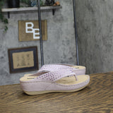 G.C. Shoes Womens Tiana Embellished Comfort Wedge Sandals Tiana Purple 7.5M