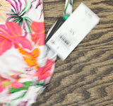Bar III Bermuda Babe One-Piece Swimsuit Ruched Tassel Side tie White Multi XS