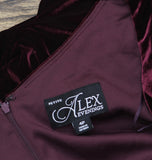 Alex Evenings Womens Velvet Tulip Hem Quarter Sleeve Formal Gown Wine Red 4P