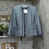 Kasper Three Quarter Sleeve Open Blazer Combo Jacket Rich Teal Blue Multi 18