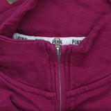 Pink by Victoria's Secret Womens Pullover 1/4 Zip Fleece Sweatshirt Berry Red S