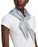 Vince Striped Square Silk Scarf SCW-11682-VNC Blue / White 31"