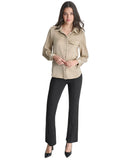 DKNY Womens Long Sleeve Point Collar Pocket Shirt UG4TT666 Trench Brown XS