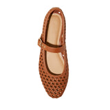 Universal Thread Womens Sylvia Woven Mary Jane Ballet Flats Cognac Brown 8M