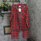 Casual Nights Cotton Long Sleeve Button Down Pajama Set Red Black Plaid L