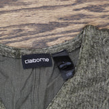 Claiborne Womens Wool Blend Mixed Media Sleeveless Sweater Cardigan Green L