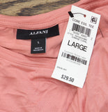Alfani Womens Crewneck Knit Short Sleeve T-Shirt Top Sunrise Coral Pink L