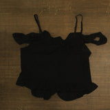 Bar III Ruffled Cold-Shoulder Mesh Top 100218140WN Deep Black 2X