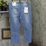 Gogo Jeans Distressed Frayed Straight-Leg Jeans Medium White Wash Blue 20W
