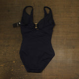 Lauren Ralph Lauren Over-The-Shoulder One Piece Swimsuit Dark Navy Blue 10