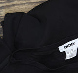 DKNY Womens Asymmetrical Sweater Mesh Sleeve Dress DD4HNC35 Black M