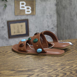 Universal Thread Sarai Two-Band Studded Slide Sandals 94822826 Brown 9.5M