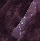 Joylab Fuzzy Faux Fur PU Trim Zip Jacket 94747913 Purple XL